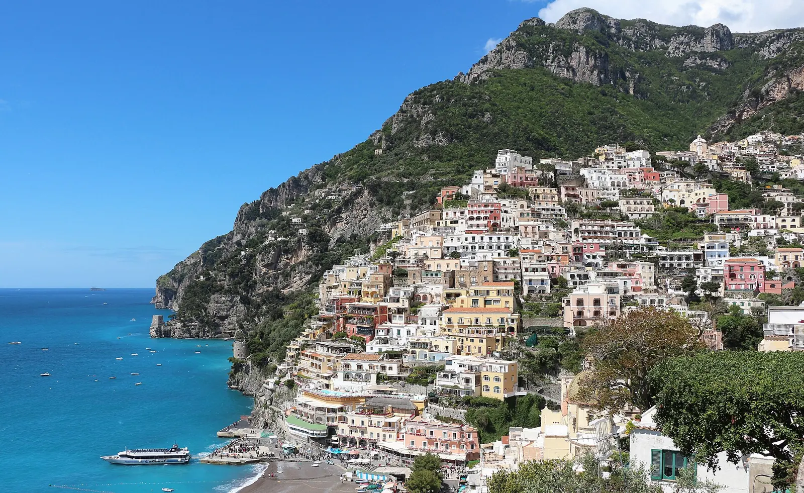 Positano village cascading to the sea on the Amalfi Coast