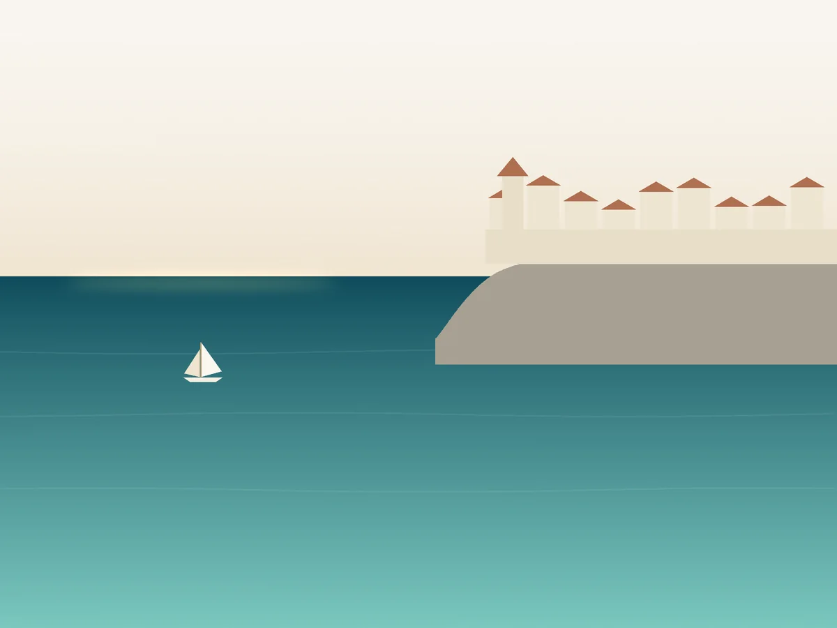 Illustrated view of Dubrovnik's walled old town on the Adriatic