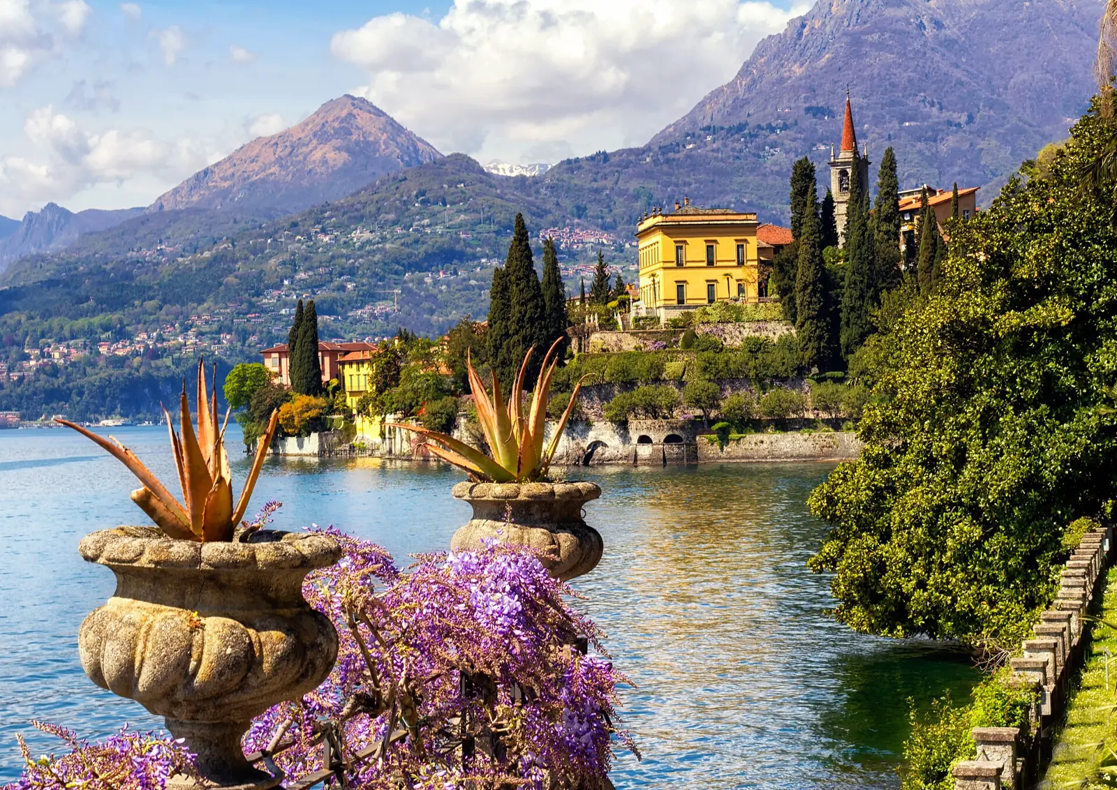 Varenna's lakeside gardens on Lake Como, Italy