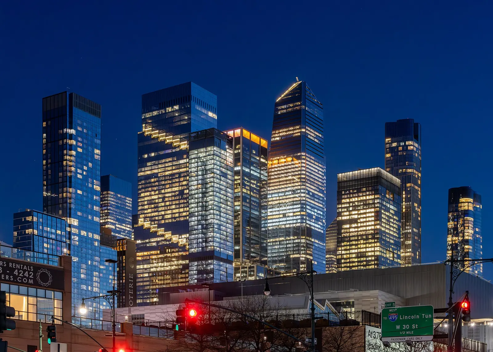 The Manhattan skyline at night